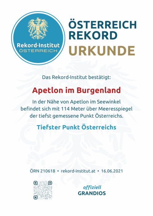 ÖRN 210618 - Tiefster Punkt in Österreich © Rekord·Institut ÖSTERREICH