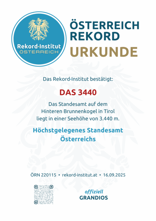 ÖRN 220115 - Höchstgelegenes Standesamt Österreichs © Rekord·Institut ÖSTERREICH