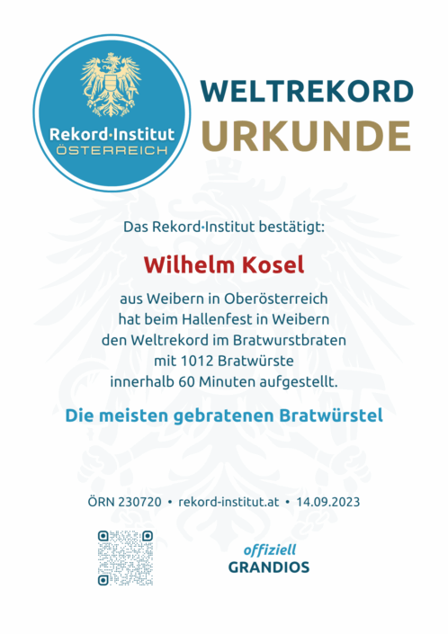 ÖRN 230720 - Die meisten gebratenen Bratwürste in 60 Minuten © Rekord·Institut ÖSTERREICH