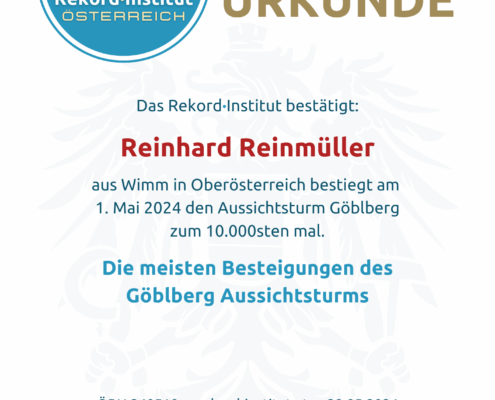 ÖRN 240510 - Meiste Besteigungen - Göblberg Aussichtsturm © Rekord·Institut ÖSTERREICH