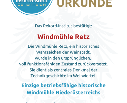 ÖRN 250830 - Einzige betriebsfähige historische Windmühle Niederösterreichs