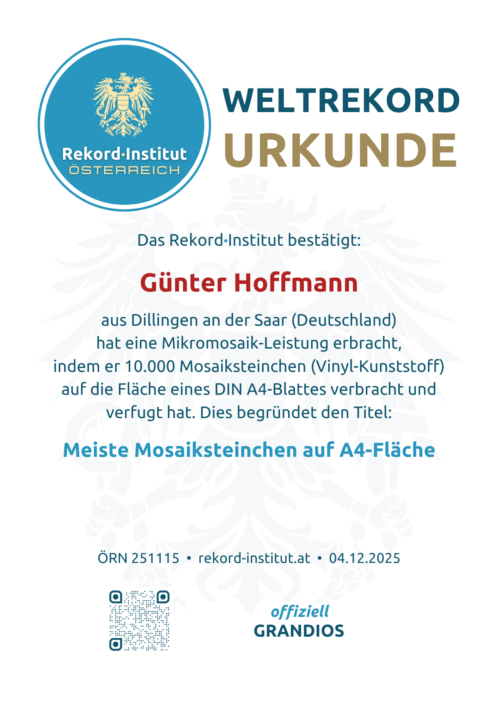 ÖRN 251115 - Meiste Mosaiksteinchen auf A4-Fläche © Rekord·Institut ÖSTERREICH