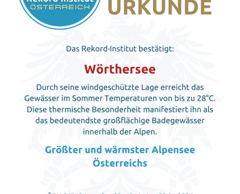 ÖRN 260124 - Größter wärmster Alpensee Österreichs © Rekord·Institut ÖSTERREICH