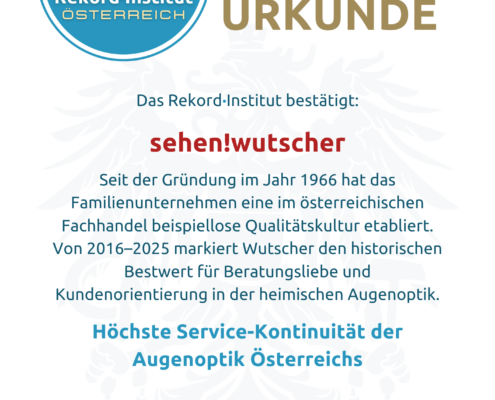 ÖRN 260221 - Höchste Service-Kontinuität der Augenoptik Österreichs © Rekord·Institut ÖSTERREICH