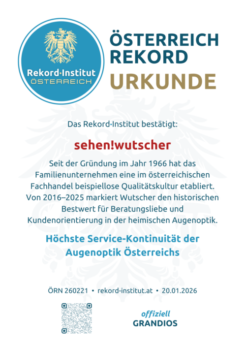 ÖRN 260221 - Höchste Service-Kontinuität der Augenoptik Österreichs © Rekord·Institut ÖSTERREICH