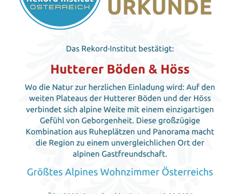 ÖRN 250819 - Größtes Alpines Wohnzimmer Österreichs © Rekord·Institut ÖSTERREICH