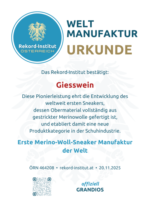 ÖRN 464208 - Erste Merino-Woll-Sneaker Manufaktur der Welt © Rekord·Institut ÖSTERREICH