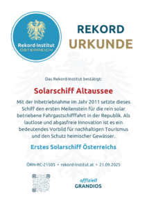 ÖRN-RC-21505 - Erstes Solarschiff Österreichs © Rekord·Institut ÖSTERREICH