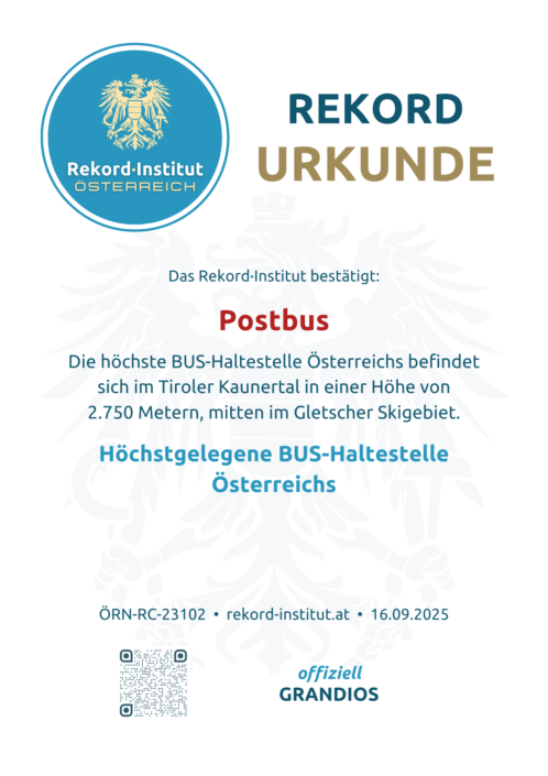 ÖRN-RC-23102 - Höchstgelegene BUS-Haltestelle Österreichs © Rekord·Institut ÖSTERREICH