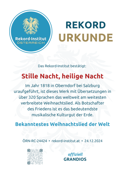 ÖRN-RC-24424 - Bekanntestes Weihnachtslied der Welt © Rekord·Institut ÖSTERREICH