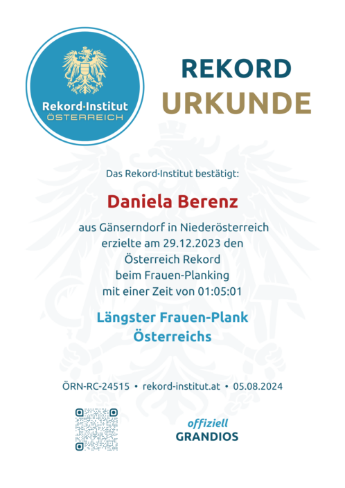 ÖRN-RC-24515 - Längster Frauen-Plank Österreichs © Rekord·Institut ÖSTERREICH