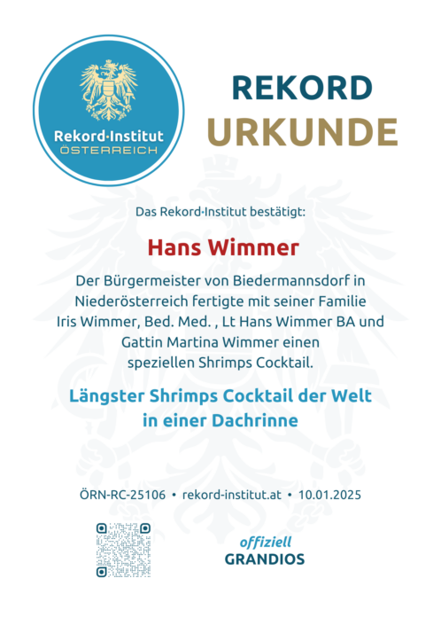 ÖRN-RC-25106 - Längster Dachrinnen Shrimps Cocktail der Welt © Rekord·Institut ÖSTERREICH